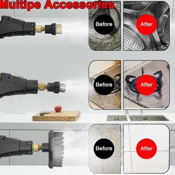 Ångtvättar-2500W Handhållen Ångtvätt – Tryckångare med 3 Borsthuvuden, 6 Nivåer, 1000ml Vattentank