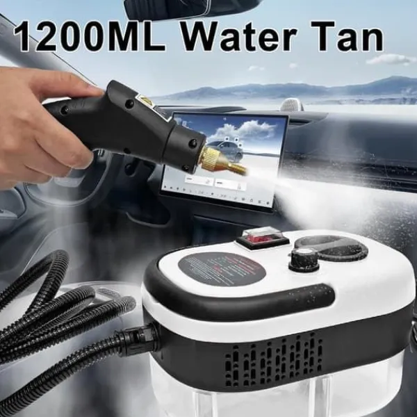Ångtvättar-2500W Handhållen Ångtvätt – Tryckångare med 3 Borsthuvuden, 6 Nivåer, 1000ml Vattentank