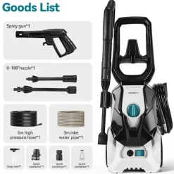 Yofidra Högtryckstvättar-2500W Högtryckstvätt, 250 Bar Biltvättmaskin, Två Vatteninloppslägen