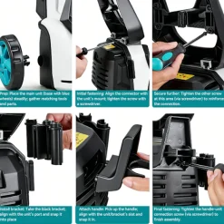 Yofidra Högtryckstvättar-2500W Högtryckstvätt, 250 Bar Biltvättmaskin, Två Vatteninloppslägen