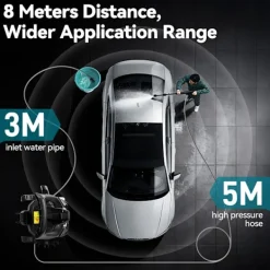 Yofidra Högtryckstvättar-2500W Högtryckstvätt, 250 Bar Biltvättmaskin, Två Vatteninloppslägen