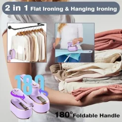 Ångtvättar-1000W hopfällbar handhållen minidamptång, keramisk non-stick-sula, 180° roterande handtag, 20s snabb uppvärmning, 2-i-1 bärbar ångstrykjärn