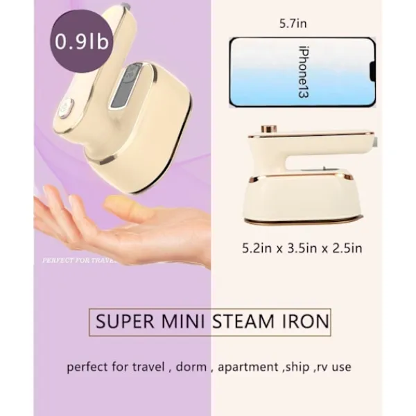 ATELA Strykjärn-1000w Mini Travel Steamer strykjärn,Handhållna bärbara ångkokare för kläder Liten klädångare Resestorlek Handhållet