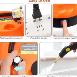 Ångtvättar-2500W ångrengörare, högtrycksångrengörare för rengöring, bärbar handhållen ångrengörare för hemmabruk, ångrengörare för bildetaljering med