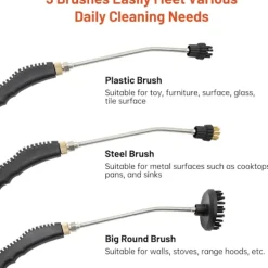 Ångtvättar-2500W Ångrengörare, Högtryckstvätt för Rengöring, Bärbar Handhållen Ångrengörare för Hembruk, Ångrengörare för Bildetaljering med 3 Borsthuvuden,