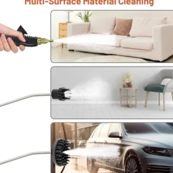 Ångtvättar-2500W Ångrengörare, Högtryckstvätt för Rengöring, Bärbar Handhållen Ångrengörare för Hembruk, Ångrengörare för Bildetaljering med 3 Borsthuvuden,