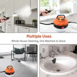 Ångtvättar-2500W Ångrengörare, Högtryckstvätt för Rengöring, Bärbar Handhållen Ångrengörare för Hembruk, Ångrengörare för Bildetaljering med 3 Borsthuvuden,