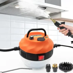 Ångtvättar-2500W Ångrengörare, Högtryckstvätt för Rengöring, Bärbar Handhållen Ångrengörare för Hembruk, Ångrengörare för Bildetaljering med 3 Borsthuvuden,