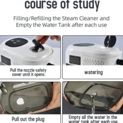 Ångtvättar-2500W Ångrengörare med Touchskärm, 1000ml Stor Kapacitet, Med 5 Olika Munstycken (Grön)