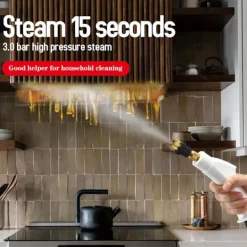 Ångtvättar-2500W Ångrengörare med Touchskärm, 1000ml Stor Kapacitet, Med 5 Olika Munstycken (Vit)