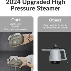 Ångtvättar-2500W Ångrengörare med Touchskärm, 1000ml Stor Kapacitet, Med 5 Olika Munstycken (Vit)