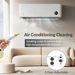 Ångtvättar-2500W Ångrengörare med Touchskärm, 1000ml Stor Kapacitet, Med 5 Olika Munstycken (Vit)