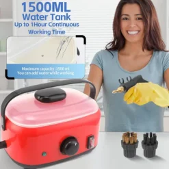 Ångtvättar-2500W Ångrengörare, 1500ML Högtrycks Handhållen Ångrengörare för Rengöring Bärbar Ångrengörare för Hem Högtemperatur Ångrengörare