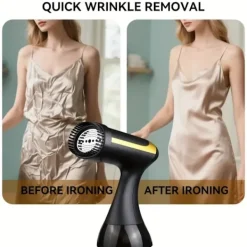 Ångtvättar-1500W Portabel Klädångare - 230V, Europeisk Kontakt, Plast, Skrynkelborttagning, Kompakt Design, Lämplig för Hem- och Resebruk(FQ) Svart