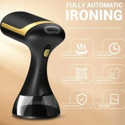 Ångtvättar-1500W Portabel Klädångare - 230V, Europeisk Kontakt, Plast, Skrynkelborttagning, Kompakt Design, Lämplig för Hem- och Resebruk(FQ) Svart