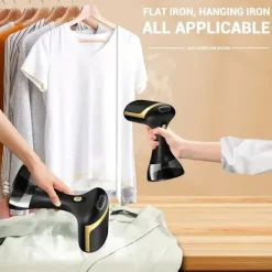 Ångtvättar-1500W Portabel Klädångare - 230V, Europeisk Kontakt, Plast, Skrynkelborttagning, Kompakt Design, Lämplig för Hem- och Resebruk(FQ) Svart