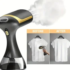 Ångtvättar-1500W Portabel Klädångare - 230V, Europeisk Kontakt, Plast, Skrynkelborttagning, Kompakt Design, Lämplig för Hem- och Resebruk (FQ) Black