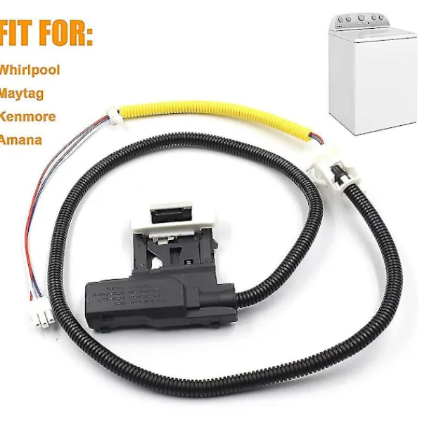 Tvättmaskiner-W11307244 W10682535 Ersättningslås för tvättmaskinslock (3 kablar) Passar för, Tvättmaskinslock Dörrlåsmontering