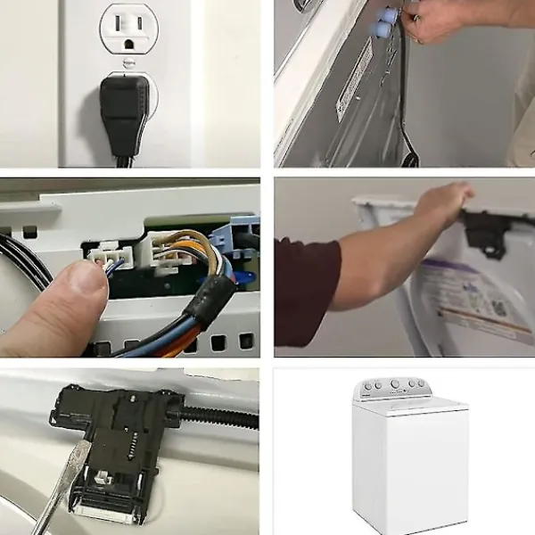 Tvättmaskiner-W11307244 W10682535 Ersättningslås för tvättmaskinslock (3 kablar) Passar för, Tvättmaskinslock Dörrlåsmontering