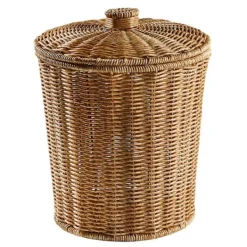 Soptunnor-Yhsqv - vävd korg papperskorg rund rotting papperskorg med lock planter vävda korgar korg papperskorg