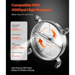 DUOKU Högtryckstvättar-Yt rengörare - - QD-XDP08 - Rostfritt stål - 395 mm - 18 L/min