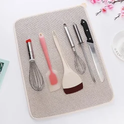 Svampar & Dukar-yyhh Diskunderlägg Mikrofiber Diskhandduksmatta, Superabsorberande, Mikrofiber Diskhandduksmatta Beige